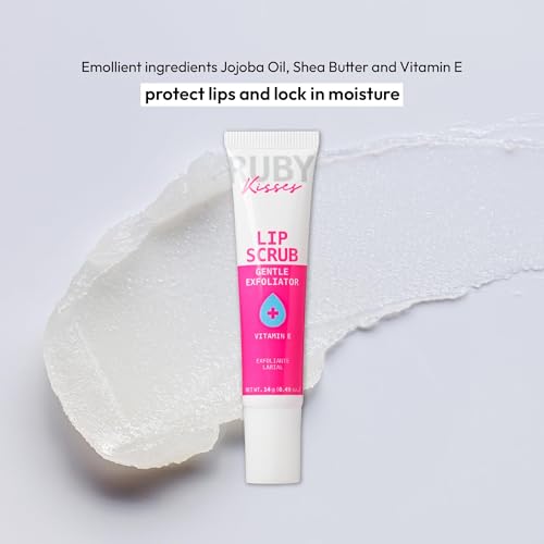 Ruby Kisses Value Lip Care Travel Kit With Rosehip Oil Clear Lip Gloss, High Shine Plumping Gloss, Pink Lip Oil Booster, Exfoliating Lip Scrub, Hydrating Intensive Lip Mask + Holographic Makeup Bag