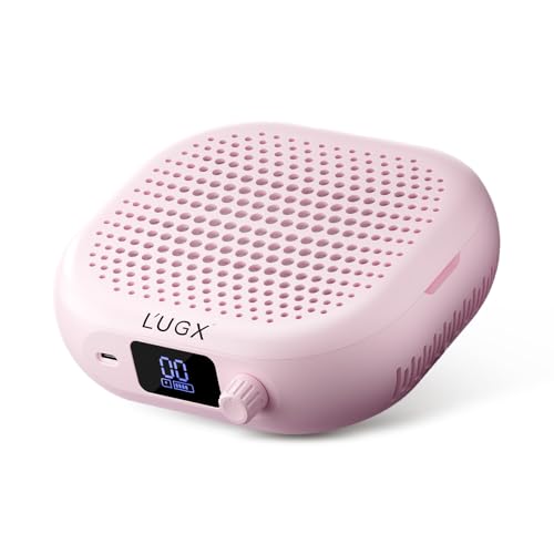 L'UGX Rechargeable Nail Dust Collector Profesional ? Compact Dust Collector Nail Tech with Strong Suction, 10-Speed Turbo Fan, LED Display Nail Dust Cleaner for Home & Salon Use -Pink