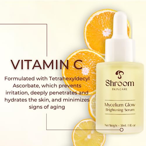Mycelium Glow Mushroom Brightening Vitamin C Face Serum Facial Moisturizer - All Skin Types Vegan Serums for Skin Care Anti Aging Cruelty-Free Hydrating Serum for Face Dark Spots 30ml