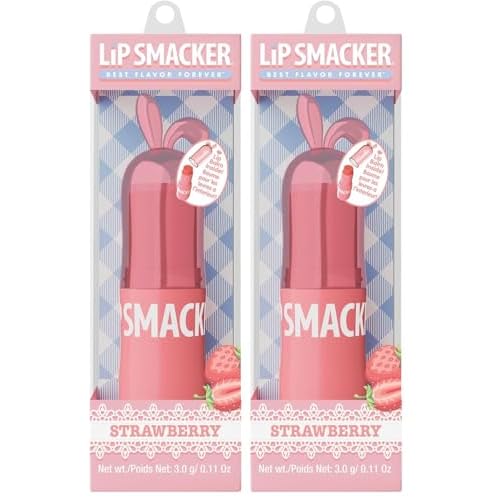 Lip Smacker Bunny Lip Balm, Moisturizing & Hydrating Lip Care, Fun & Collectible Easter Gift for Kids & Lip Balm Lovers - Strawberry (Pack of 2)