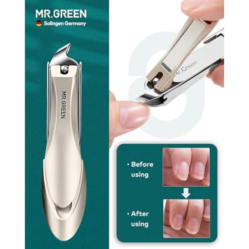 MR.GREEN 8-in-1 Manicure Set? Professional German Stainless Steel Nail Care Kit with Splash-Proof Nail Clippers, Toenail Clippers, Cuticle Tools, Travel Grooming Kit for Men & Women with Leather Case