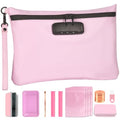 PU Travel Smell Proof Pouch - Waterproof with Combination Lock, 8 Accessories and Gift Box£¬Pink