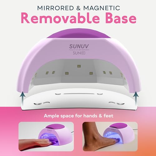 SUNUV 48W UV Light for Nails, 15ml Top and Base Coat Gel Polish Set Home and Salon Use SUN2C Purple