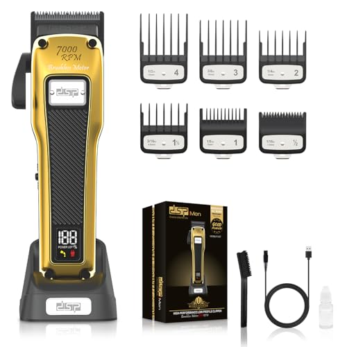 DSP Professional Barber Clipper Cordless, Hair Clipper for Men, Powerful Clipper, BLDC Motor & DLC Coated Detachable Blade with Charging Base