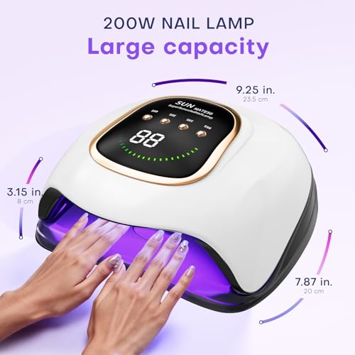 Gugusure 2025 Upgrade 200W UV Nail Lamp. Nail Dryer for Gel Polish with Auto Sensor and 4 Timer Settings, Professional Curing Lamp Light with 42 LED Beads for Salon and Home.Ideal Gift for Nail Lovers