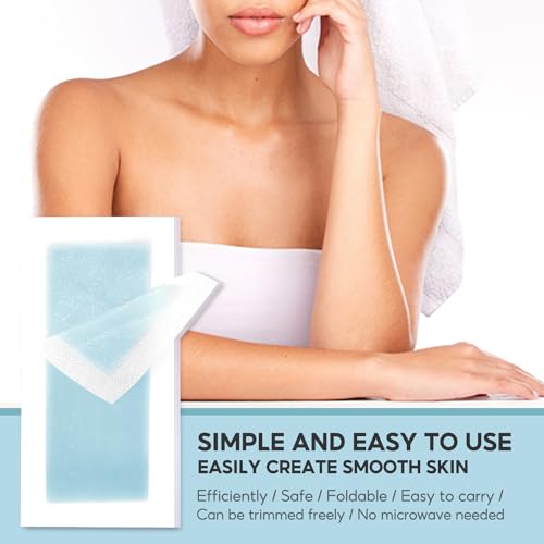 SUMAX Wax Strips Bikini Hair Removal, 40 Face Wax Strips for Women, Waxing Strips Body Hair Removal, 20 Double Sided Bikini Line Wax Strips with 6 Oil Wipes for Women All Skin Types, Blue