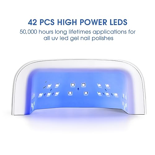 UV LED Nail Lamp, 60W Cordless Nails Lamp Professional LED Nail Light for Gel Nails Nail Dryer with 42 Beads, Perfect for Salon Manicure, Pedicure(White)