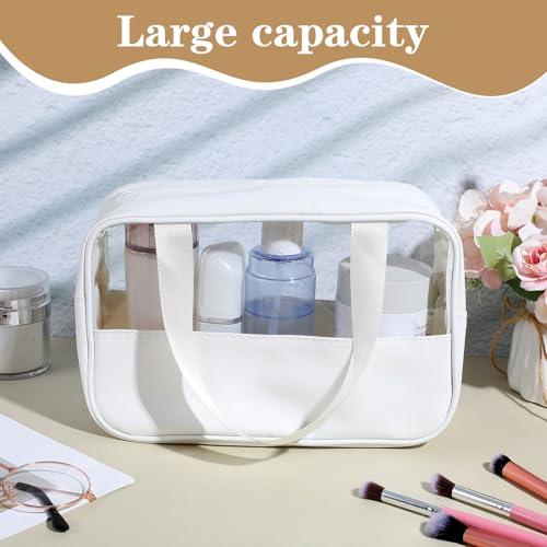 9 Pcs Translucent Make up Bag Toiletry Organizer for Women Men Waterproof Portable Cosmetic Travel Bag with Hanging Handles Travel Storage Carry Pouch, 10.2 x 6.3 x 2.8 Inches (White)