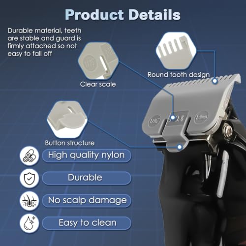 2 Pack Replacement for 1/2 Wahl Clipper Guards Set,1/16" 1.5mm Hair Clipper and Trimmer Attachment for Professional Stylists and Barbers (Grey)
