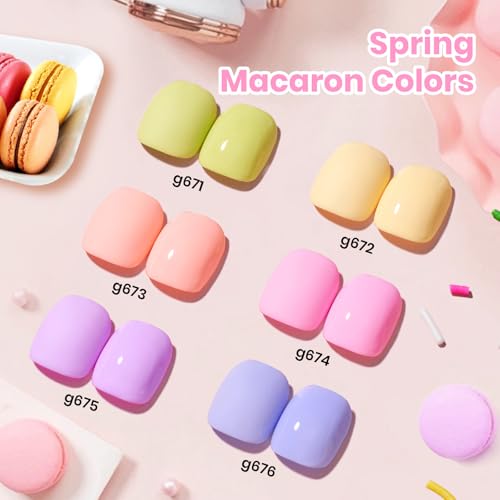 beetles Pastel Gel Polish Set - Spring Macaron Collection, 6 Colors 15ML Pastel Colors Easter Gel Polish with Color Swatch, Soak Off UV LED Spring Nail Art Kit for Women