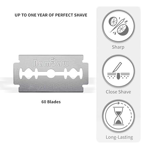 Bambaw ? Double Edge Safety Razor Blades, Swedish Stainless Steel Razor Blades Refills ? 60 Count