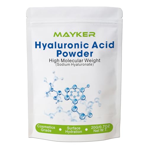 MAYKER Pure Hyaluronic Acid Powder 0.7 oz | High Molecular Weight, Cosmetic Grade | To Make 45+ oz Hydrating Serums For Skin Hydration, Clear, Gel-like Texture | No fillers, No Additives