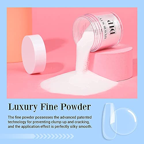 AZUREBEAUTY Dipping Powder Clear Color 2OZ with 5+3 Pcs Dipping Powder Liquid Set- 15ml Large Capacity Dip Powder Base & Top, Bond, Activator, Brush Saver for Dip Powder Nail Kit No Nail Lamp Needed