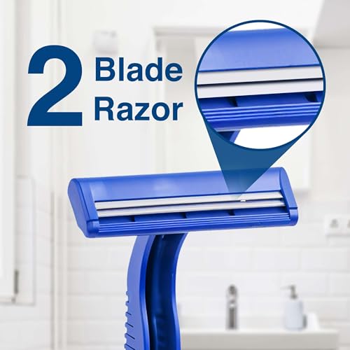 Disposable Razors for Men and Women - Pack of 50 Shavers - 2 Blade Razors, Bulk - for Shaving, Tattoos, Hospitality, and More