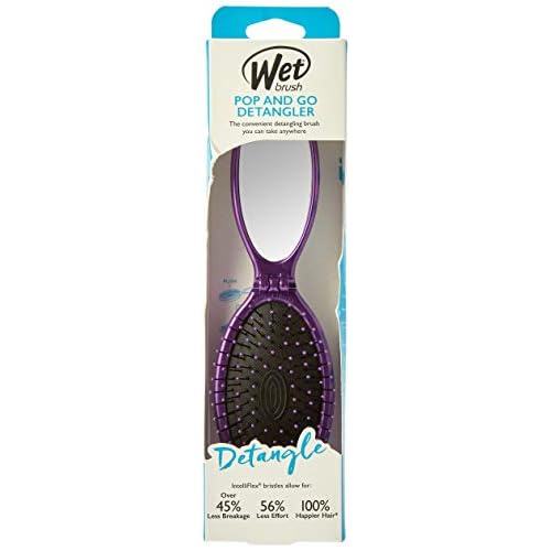 Wet Brush Mini Pop and Go Detangler, Exclusive Ultra-soft IntelliFlex Bristles, Purple, 1 Count