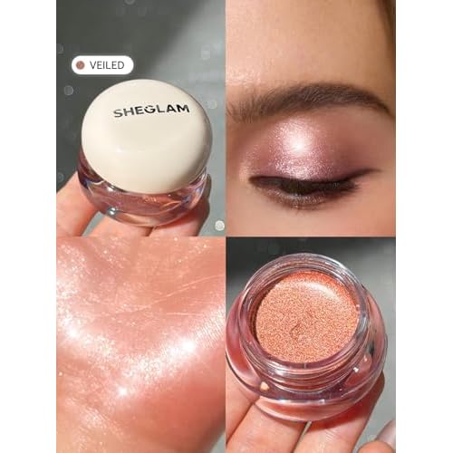 SHEGLAM Starstruck Cream Eyeshadow Pot High Pigment Long-lasting Shimmer Single Eyeshadow-Veiled
