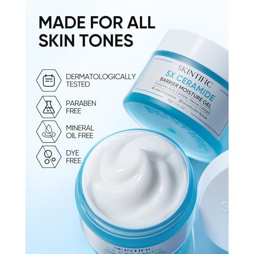 Face Moisturizer with 5X Ceramides, Hydrating Moisture Barrier Repair Cream for Sensitive/Oil Skin Types, Hyaluronic Acid & Centella, Daily Facial Moisturizer, Non-Comedogenic 30g/1 fl.oz