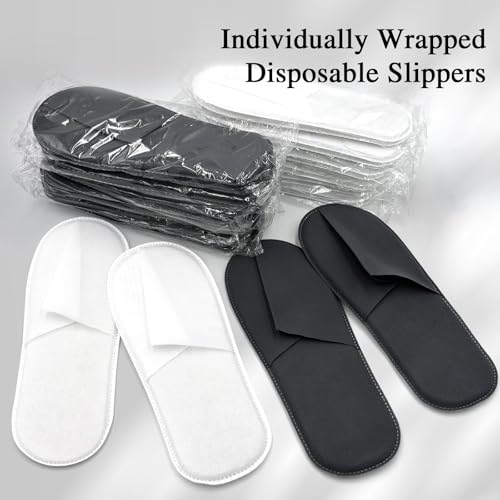 50/100 Pairs Disposable Slippers Bulk ? 25/50 White & 25/50 Gray Disposable Slipper for Guests, Hotel Spa Guest Slippers Closed?Toe for Travel Home