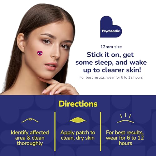 BioSwiss Psychedelic Pimple Patches, Hydrocolloid Acne Patch for Zits and Blemishes, Face and Skin Stickers, 72 Count