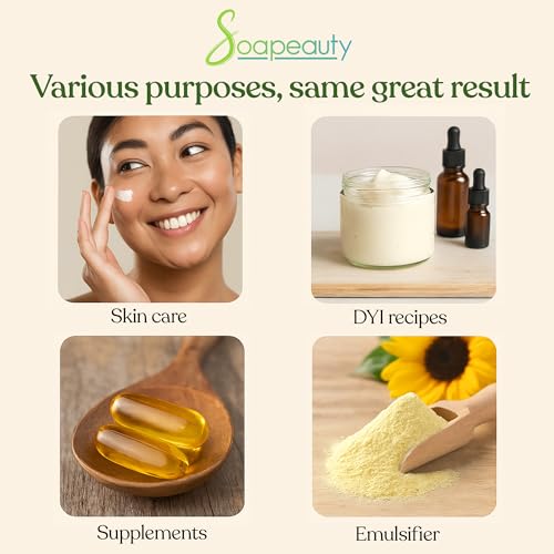 SUNFLOWER LECITHIN Liquid Oil | Cold Pressed Unrefined | USP Grade Unbleached 100% Pure Natural Sunflower Lecithin Oil | Skin Moisturizer, Soap Making, Lotion | 4 fl oz