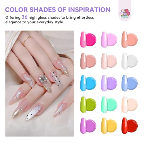 SAVILAND Hema-Free Poly Gel Nail Kit for Pretty Gift: 36 Colors Poly Gel Nail Starter Kit with Slip Solution and Mini U V Lamp Curing Light for Quick Extension Home DIY, Manicure Tools for Starter
