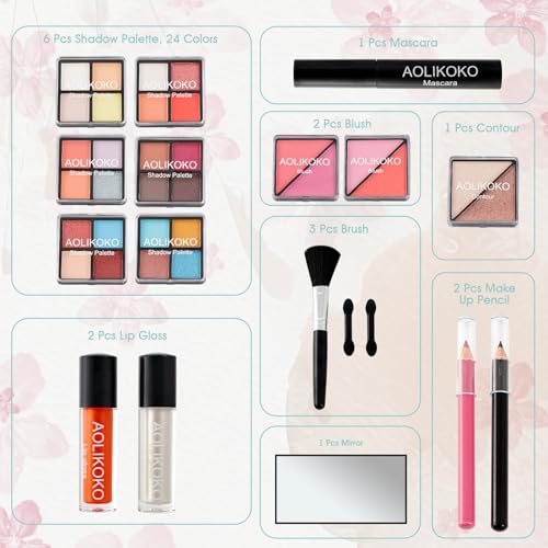 Makeup Kit for Teenager & Women Full Kit, All in One Makeup Set With The Small Cosmetic Train Case, Professional Makeup Kit, Makeup Gift Set for Women Girls (Set B)
