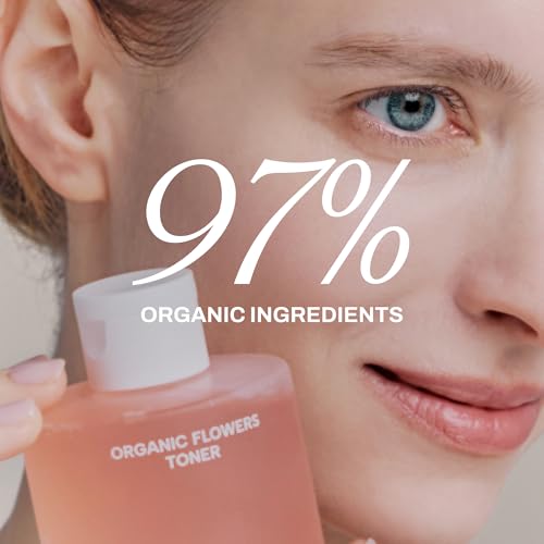 Whamisa Organic Flowers Toner Deep Rich, 97.4% Organic, Facial Toner, Essence, Damask Rose Flower Oil, Waterless Formula, Hydrating, Moisturizing, Korean Skin Care (200ml)