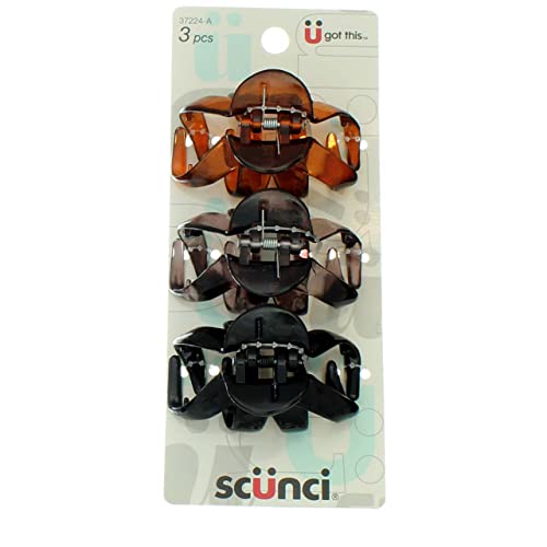 Scunci Effortless Beauty Jaw Hair Clips 3 ea (Pack of 4)