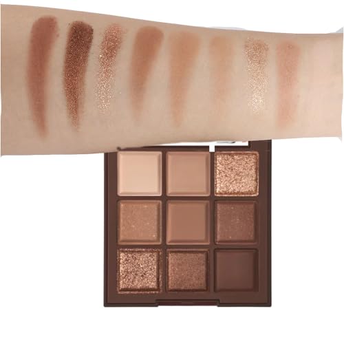 Neutral Brown Eye Shadow palette- Rose Gold Dark Brown Eyeshadow Palette Colorful 9 Colors, Matte Shimmer Highly Pigmented Nude Eyeshadow Palette Makeup Naturing-Looking Long Lasting2