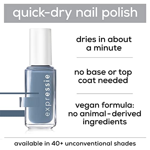 essie Expressie FX Quick-Dry Vegan Nail Polish, Silver Glitter Top Coat, 0.33 fl oz