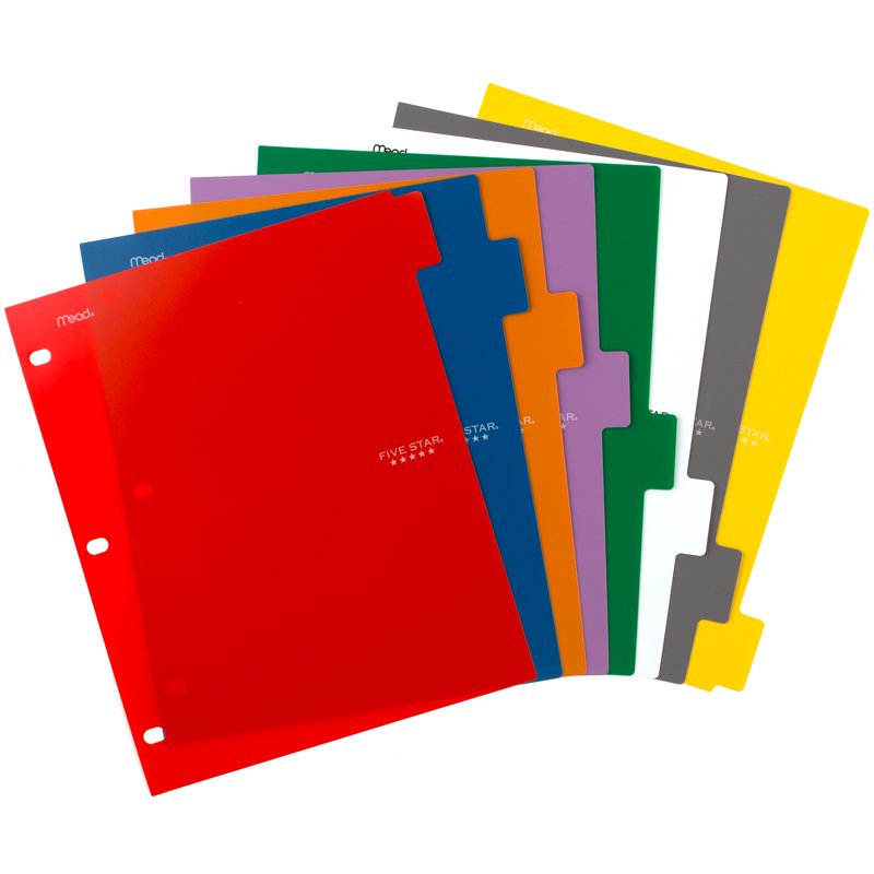 Reversible Poly Tab Dividers 8-Pack for Binders - Color-Coded Office Organization