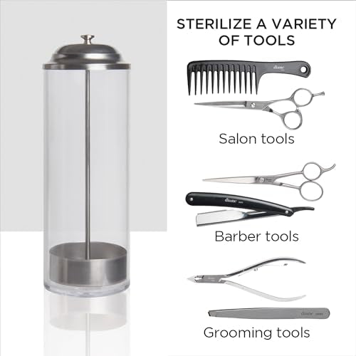 Diane Shatterproof Acrylic Disinfectant Jar for Sterilizing Hair Salon Shears, Combs, Barber Cleaning Supplies, Clippers, and Nail Tools ? Large - 11¡± Tall x 4¡± Wide ? 40 Fl Oz Capacity