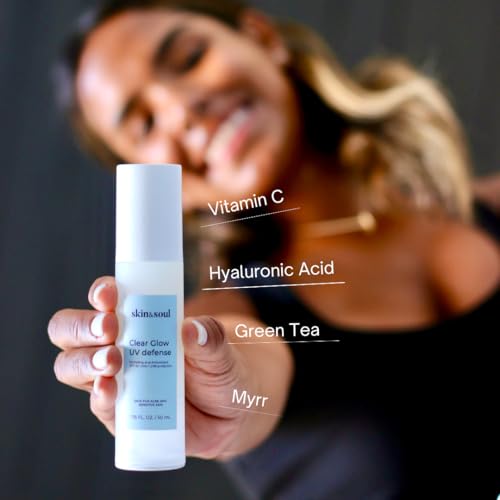 Skin & Soul Clear Glow UV Defense SPF 50 ? Clear, Lightweight, Hydrating Sunscreen with Vitamin C & Antioxidants, Dewy Glow Finish, Acne-Safe for Sensitive Skin, Broad Spectrum SPF, 1 fl oz (30 mL)
