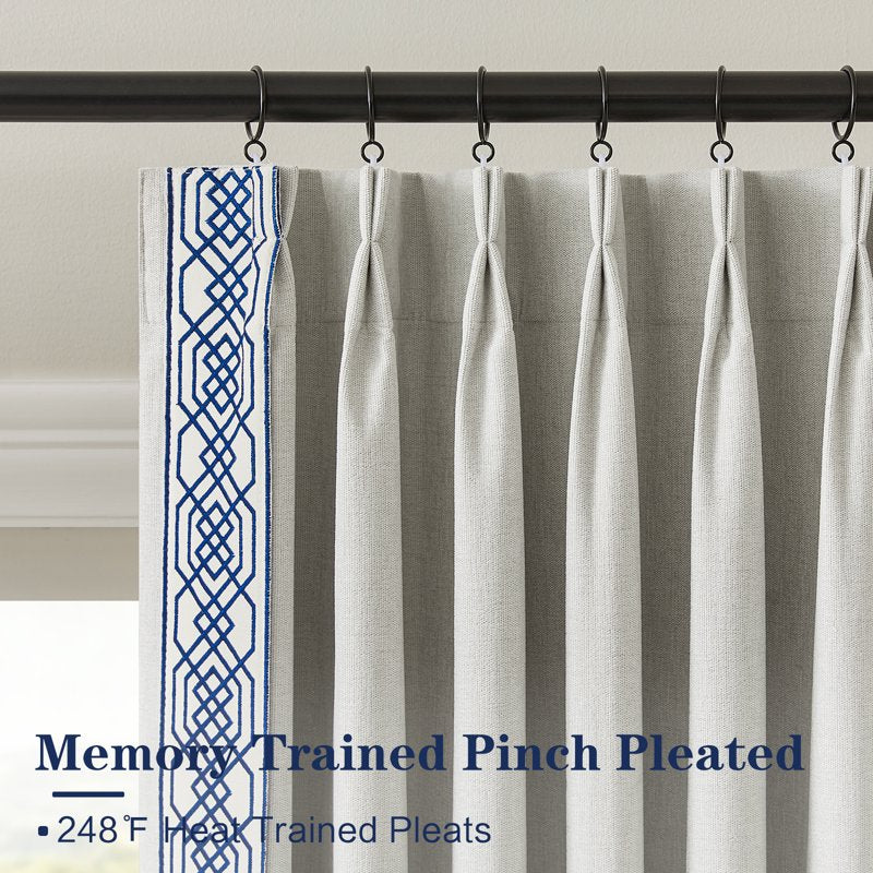 Blackout Thermal Insulated Curtains with Embroidered Trim - Room Darkening Drapes, 52x96 Inches, Pack of 2