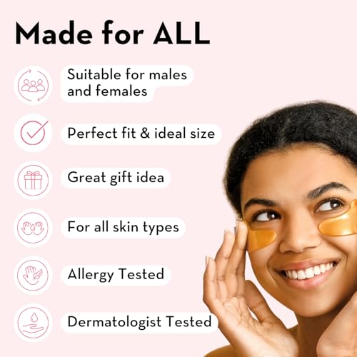 Elizabeth Mott 24K Gold Under Eye Patches - Collagen, Niacinamide & Peptides for Puffy Eyes, Dark Circles & Wrinkles - Hydrating & Brightening Eye Mask, Cruelty-Free