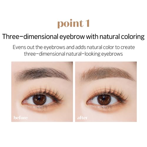 ETUDE Color My Brows, Brow Mascara, 3D Natural Coloring, Beeswax & Carnauba Wax, Moisturizing Brow Care, Eyebrow tint, Soft Gel Texture, Korean Makeup, Beauty, Red Brown (0.152 Fl Oz)
