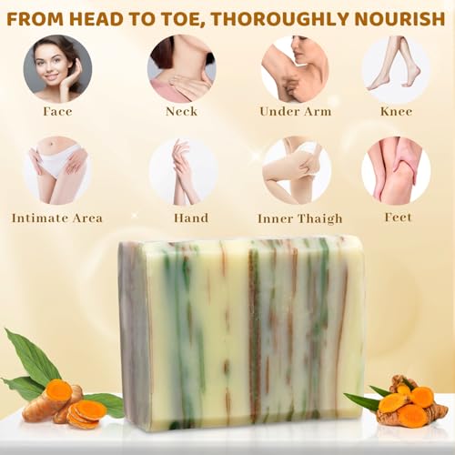 Turmeric Soap Bar for Face and Body, Organic Tumeric Soap Natural Handmade Bar Soap Cold Process with Moisturizing Olive Oil, Nourish and Soothe Face Body for Radiant Glow, 3.53 oz