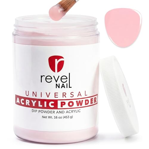 Revel Nail Universal Acrylic and Dip Powder, Salon Pro Size 16 oz (453 g) Refill Jar for Overlays and Extensions, Blush Pink, Made in USA