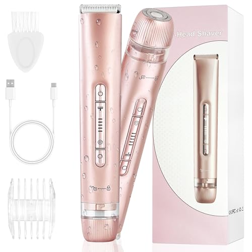 2 in 1 Women Electric Shaver Dual Head Bikini Trimmer for Women IPX7 Waterproof Wet & Dry Use Body Hair Trimmer and Facial Hair Remover Body Shaver for Bikini Underarm Leg Arm Body Face