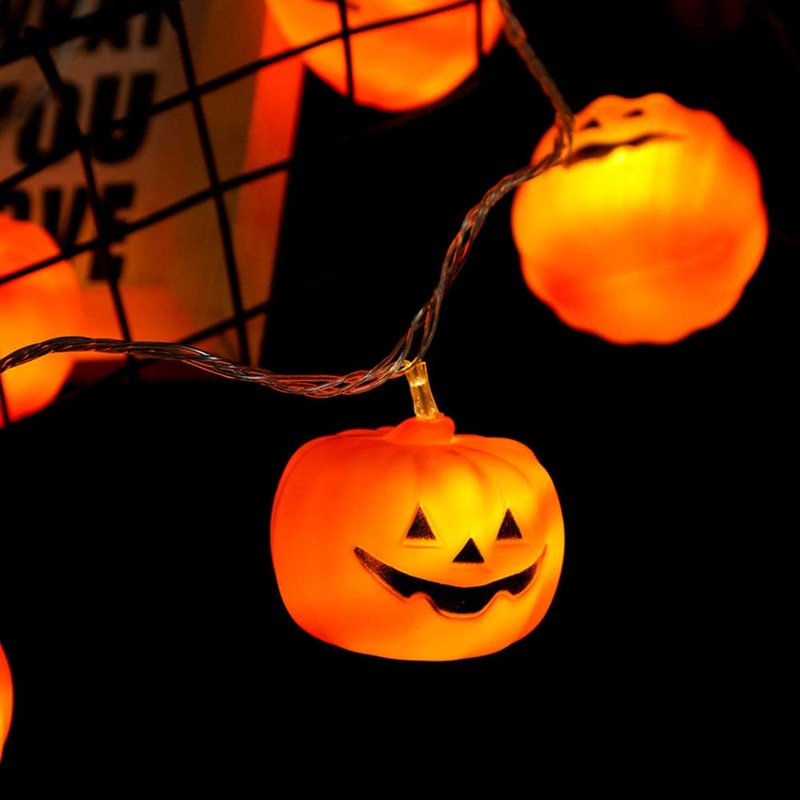 Halloween Pumpkin String Lights - 40 LED Bulbs, Indoor & Outdoor Decoration, 8 Modes, Battery Operated