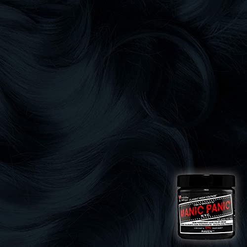 MANIC PANIC Classic Raven Semi Permanent Hair Color - Cool-Toned Black Hair Dye for Women & Men That Lasts 4-6 Weeks - Vegan, Ammonia & Cruelty-Free - Create & Mix Custom Shades (4oz / 3pk)