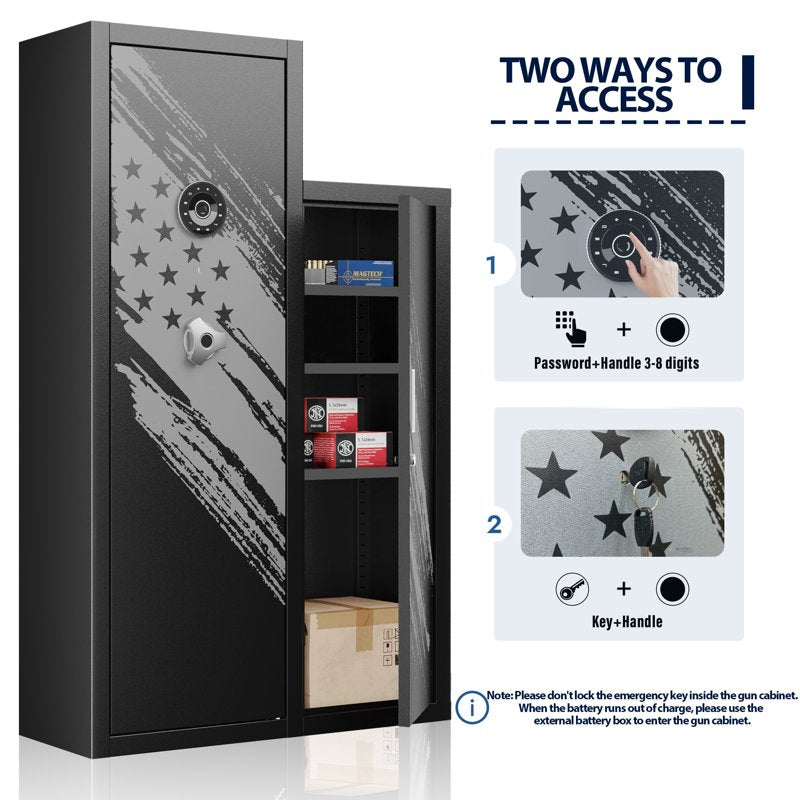 Large Gun Safe for Rifles and Pistols - 8-10 Capacity with Removable Shelves
