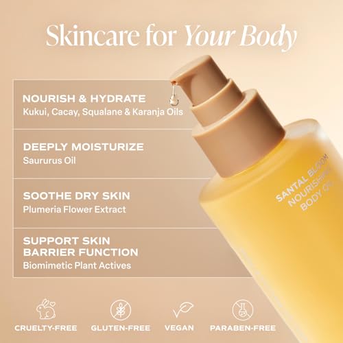Saltair Body Oil - Luxurious Santal Bloom After Shower and Bath Oil for Women and Men. Botanical, Non-Greasy, Well-Absorbing Moisturizer for Hydrating Dry Skin ? 4oz Pump Bottle (Pack of 2)