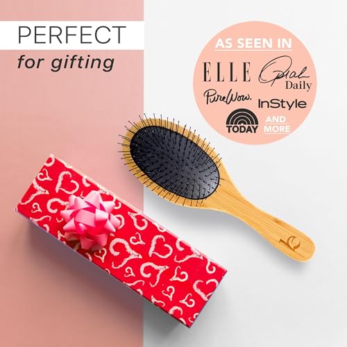 Detangler Bristle Bamboo Hair Brush - For Women, Men, and Kids, Versatile for Wet or Dry Hair, Use With Hair Products