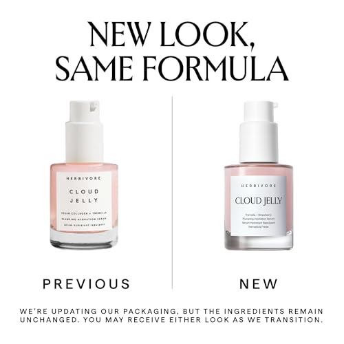 HERBIVORE Cloud Jelly Plumping Hydration Serum | Tremella Mushroom + Strawberry Extract, Lightweight, Deep Hydration for All Skin Types | Vegan, Plant-Based + Cruelty-Free, 30 mL / 1 oz