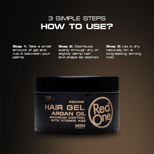 Redone Argan Hair Gel 13.5 fl oz (400ml) | Strong Hold Styling Gel for Men & Women | Argan Oil Infused Hair Gel for Curly, Slick Back & Natural Styles | High Shine, Eco-Friendly Formula