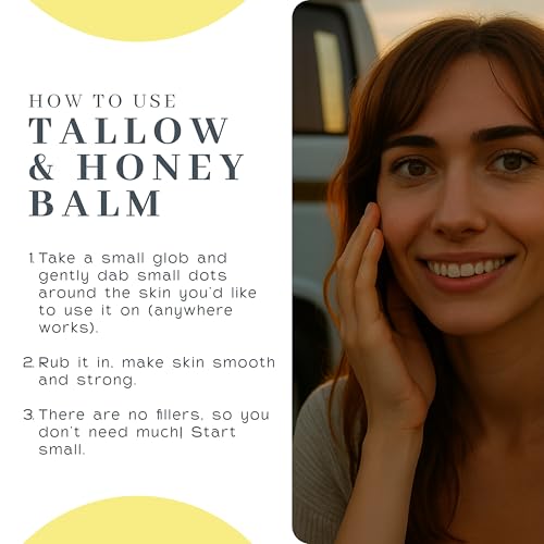 Vanman's - Tallow and Honey Balm Jumbo - Tallow Face Moisturizer with Pure Grass-Fed/Finished Beef Tallow for Skin and Essential Oils, Organic Raw Honey and Beeswax, Cold Pressed Olive Oil - 6.3 oz