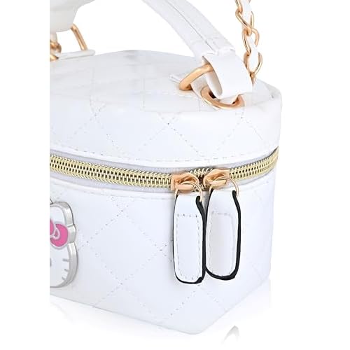 Fast Forward Sanrio Hello Kitty Cosmetic Bag for Women | Mini Hello Kitty PU Leather Crossbody Travel Toiletry Bag for Women | Make Up Travel Bag Makeup Bag