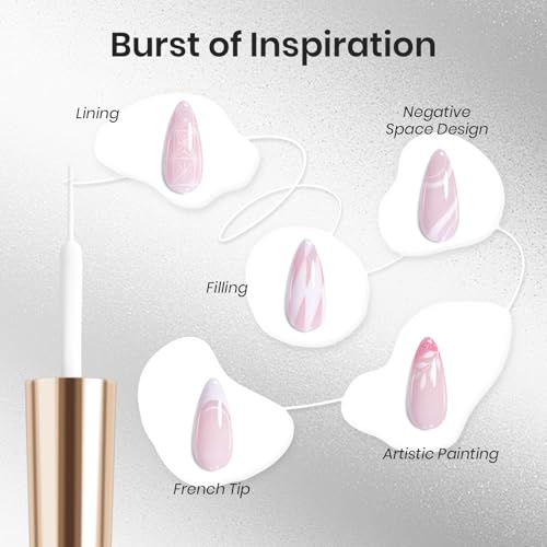 Beetles White Gel Liner Nail Polish 7ml French Tip Gel Polish White Nail Art Painting for Thin Line Nails Design Nails Stuff Soak off Uv Lamp Manicure Salon Gifts for Women