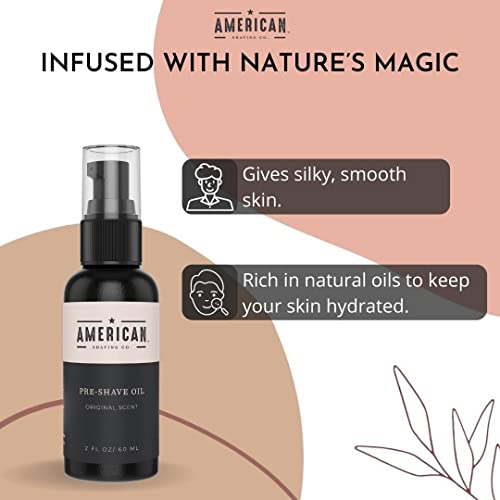 Pre-Shave Oil for Effortless, Smooth & Irritation-free Shave, For Men¡¯s Skin Care Natural Handcrafted Blend Argan & Jojoba Oil, Protects Razor Burn, Premium Pre-Shave Oil by American Shaving Co - 2 Oz